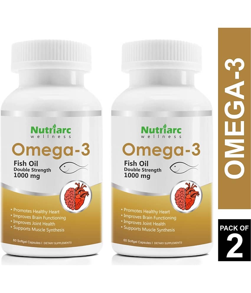 Nutriarc Wellness Double Strength Omega 3 1000 mg Unfalvoured Vitamins Softgel Pack of 2