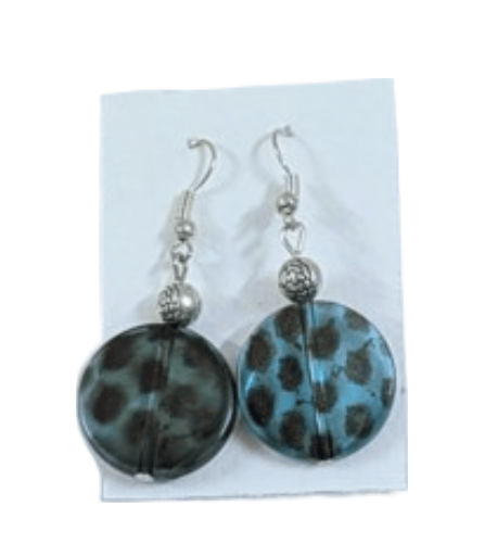 Blue Leopard Print Bead Necklace & Earrings Set view 2