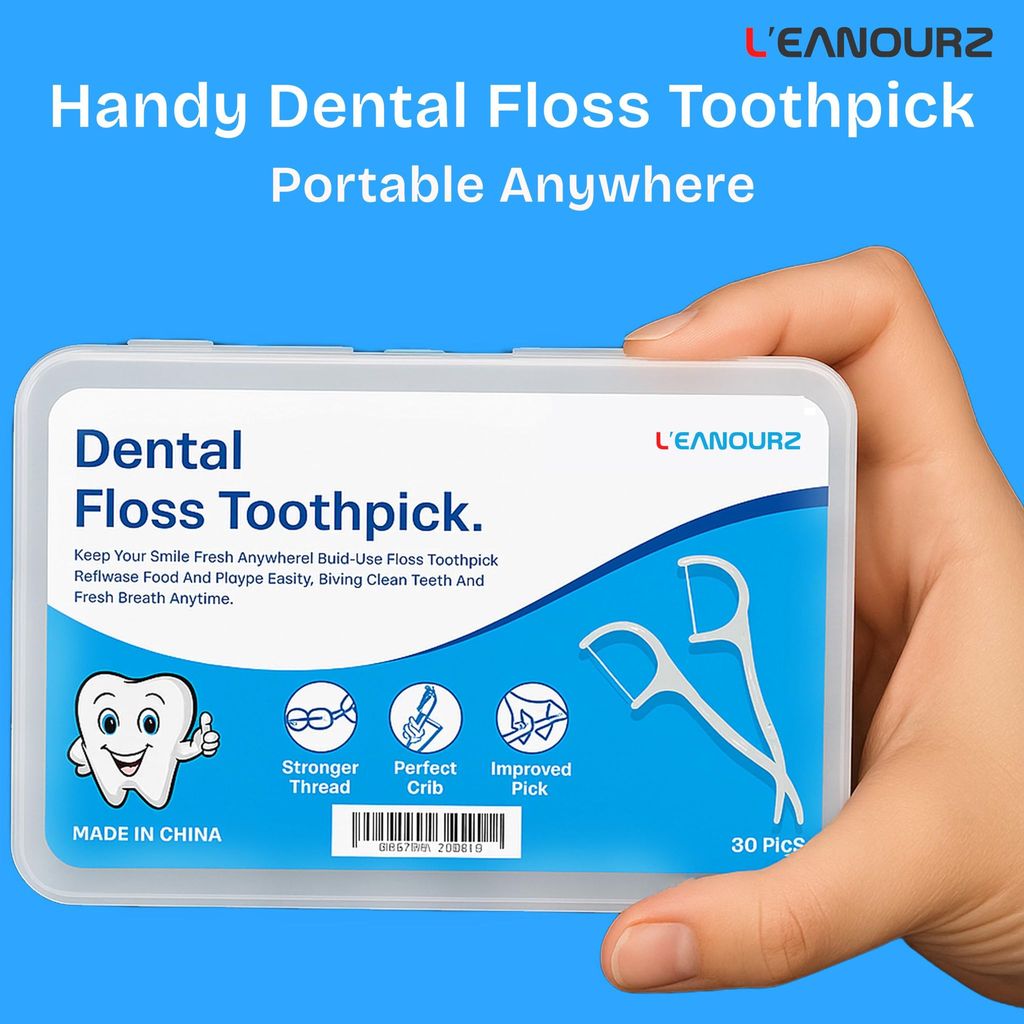 L'eanourz 3 in 1 Dental Floss Toothpick, Oral Care Teeth Flossing Thread, Tooth Cleaning Fresh Dental Floss for fresh breath and healthy gums (30pcs) (Pack of 4) view 2
