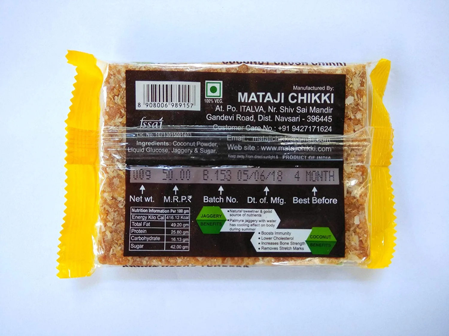 Nutritius Coconut Crush Chikki, 125 gm view 2