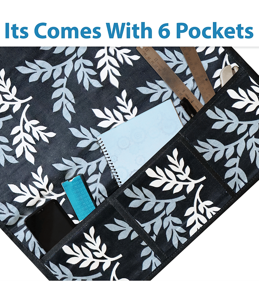 Crosmo Polyester Floral Printed Fridge Mat & Cover ( 64 18 ) Pack of 6 - Black view 2