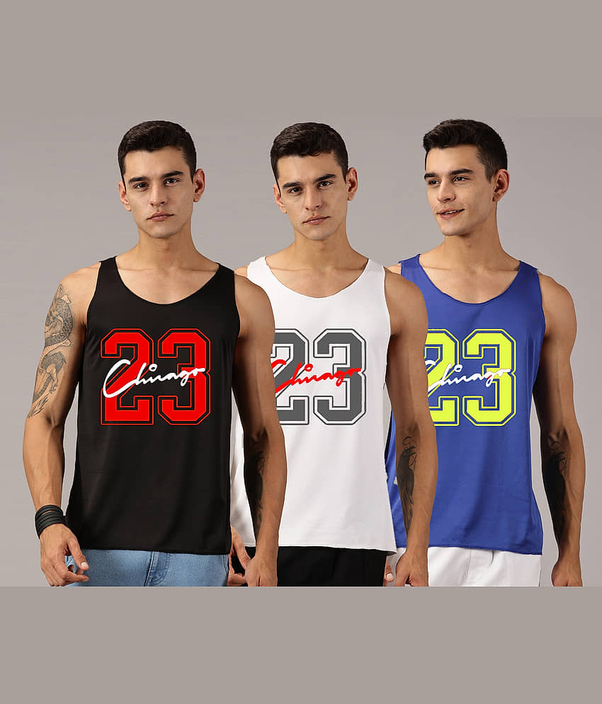 Diversify Pack of 3 Polyester Gym Vest For Men ( Multicolor )