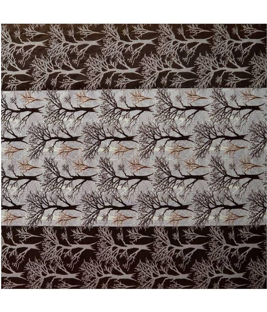 Phyto Home Floral Semi-Transparent Eyelet Window Curtain 5 ft Pack of 2 -Brown view 2