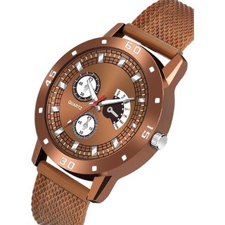 HRV Men's Round Dial Brown Strap Analog Watch view 2