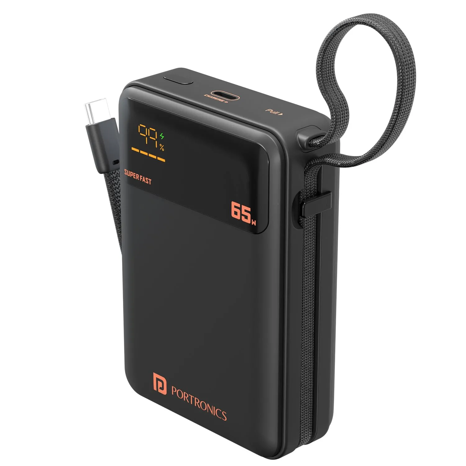 Portronics Ignis 65 20000 mAh 65W Fast Charging Power Bank with Built-in Type-C Cable, USB-C PD, LED Display view 2