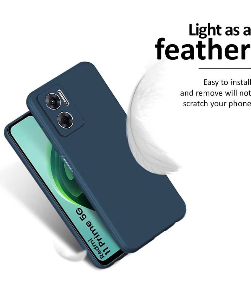 ZAMN - Blue Silicon Plain Cases Compatible For Redmi 11 Prime 5G ( Pack of 1 ) view 2