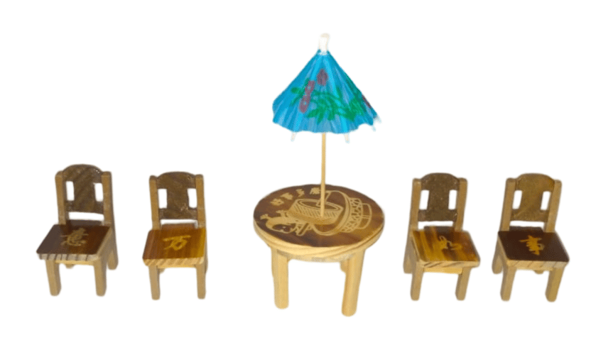 Wooden Table and Chairs Set With Umberella {Tea Table} Small view 2