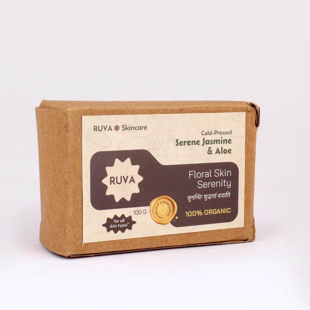 RUVA Handmade Serene Jasmine & Aloe Cold-Pressed Ayurvedic Soap Bar with Pure Aloe Vera | Soothes & Hydrates | Velvety Lather, Face Safe | Natural Skincare for All Skin Types view 2