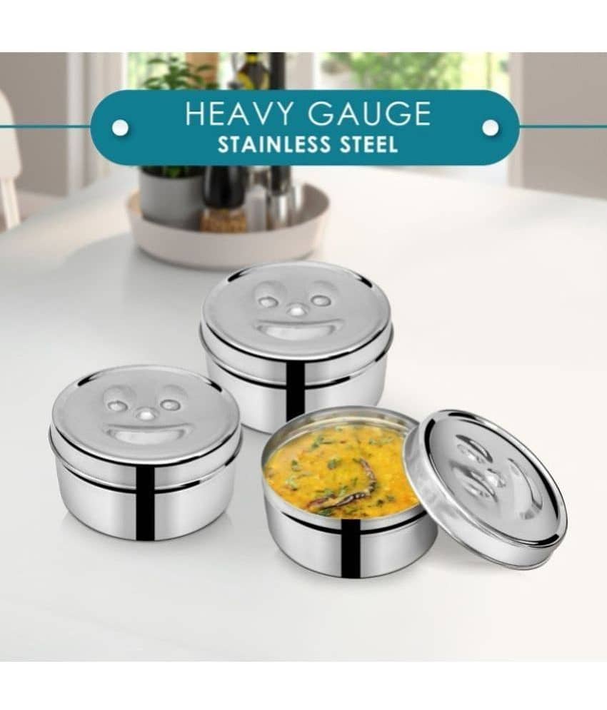 Kitcorner Keep Smiling Steel Silver Food Container ( Set of 6 ) view 2