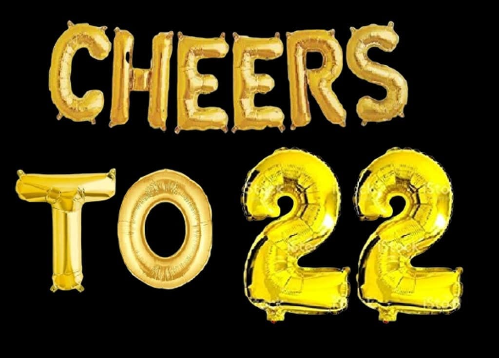 Partyzon Gold Cheers to Birthday Foil Balloon Combo Party Decoration for Anniversary Celebration 16 Inches view 2
