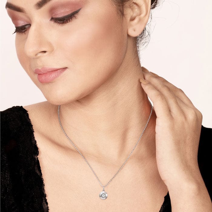 Silver Round Illusion Pendant with Chain view 2
