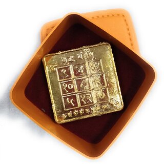 Budh Yantra with Panna (Emerald) Stone in Gold Plated for Pooja and Wealth/Business, Status Prosperity view 2