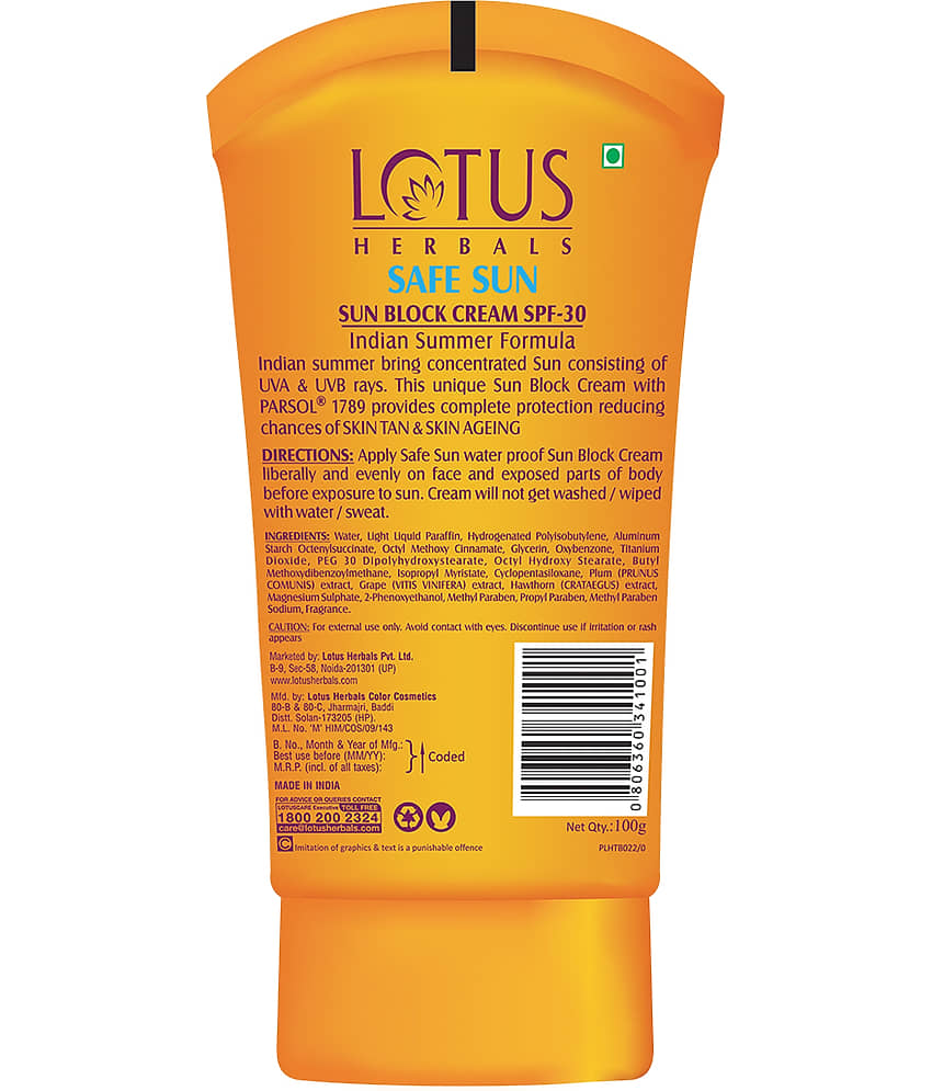 Lotus Safe Sun Sunblock Spf 30 Pa++, Black Plum Extract, Water Proof, Sweat Proof, Nongreasy ,100G view 2