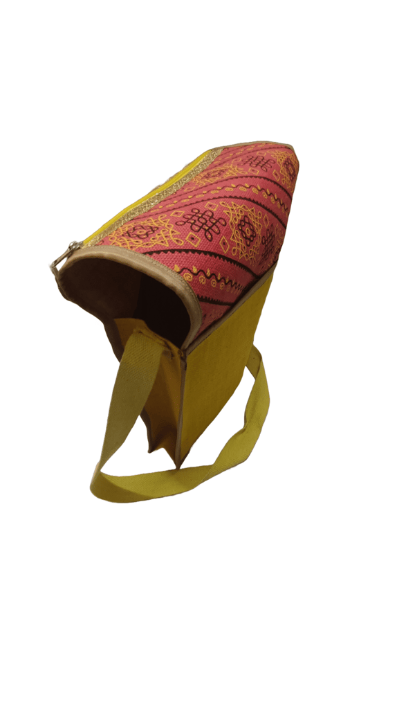 Handwoven Cotton Sling and Jute Bag with Traditional Indian Embroidery view 2