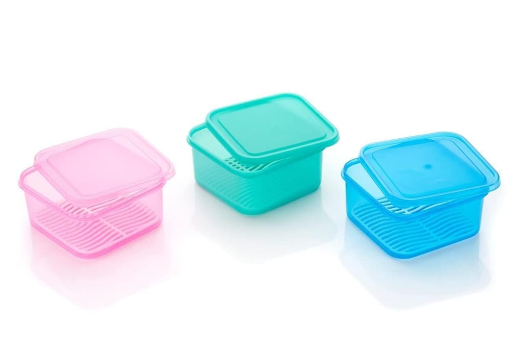 HAPPI Multipurpose Plastic 3 Pcs Masala Box for Kitchen, Spice Boxes for Kitchen, Transparent Fridge Storage Containers Airtight Grocery,Cereal,Vegetable Fruits Dabba 1500 Ml (Pack of 3 Colors) view 2