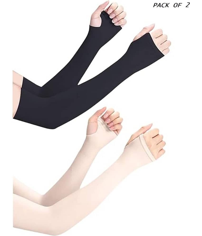 THRIFTKART Black,Skin color Women's UV Protection Gloves ( Pack of 2 )