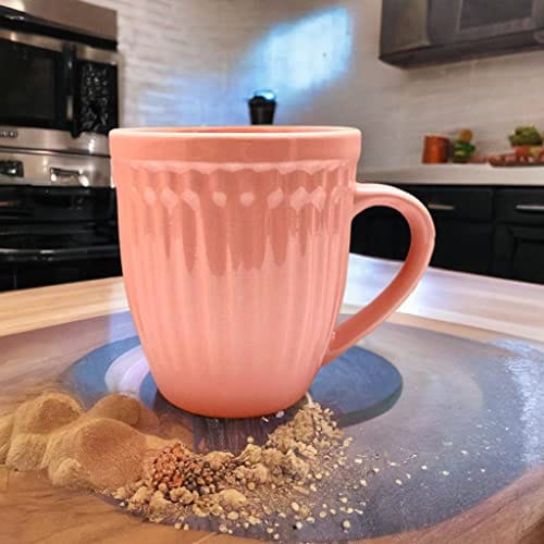 STOREPEDIA Handcrafted Glam Glossy Pink Ceramic Tea Coffee Mug Cup Set of 1, 350 ml Microwave Safe Chai Milk Mug with Handle for Daily Office Gift Hotel Multi Purpose Use view 2