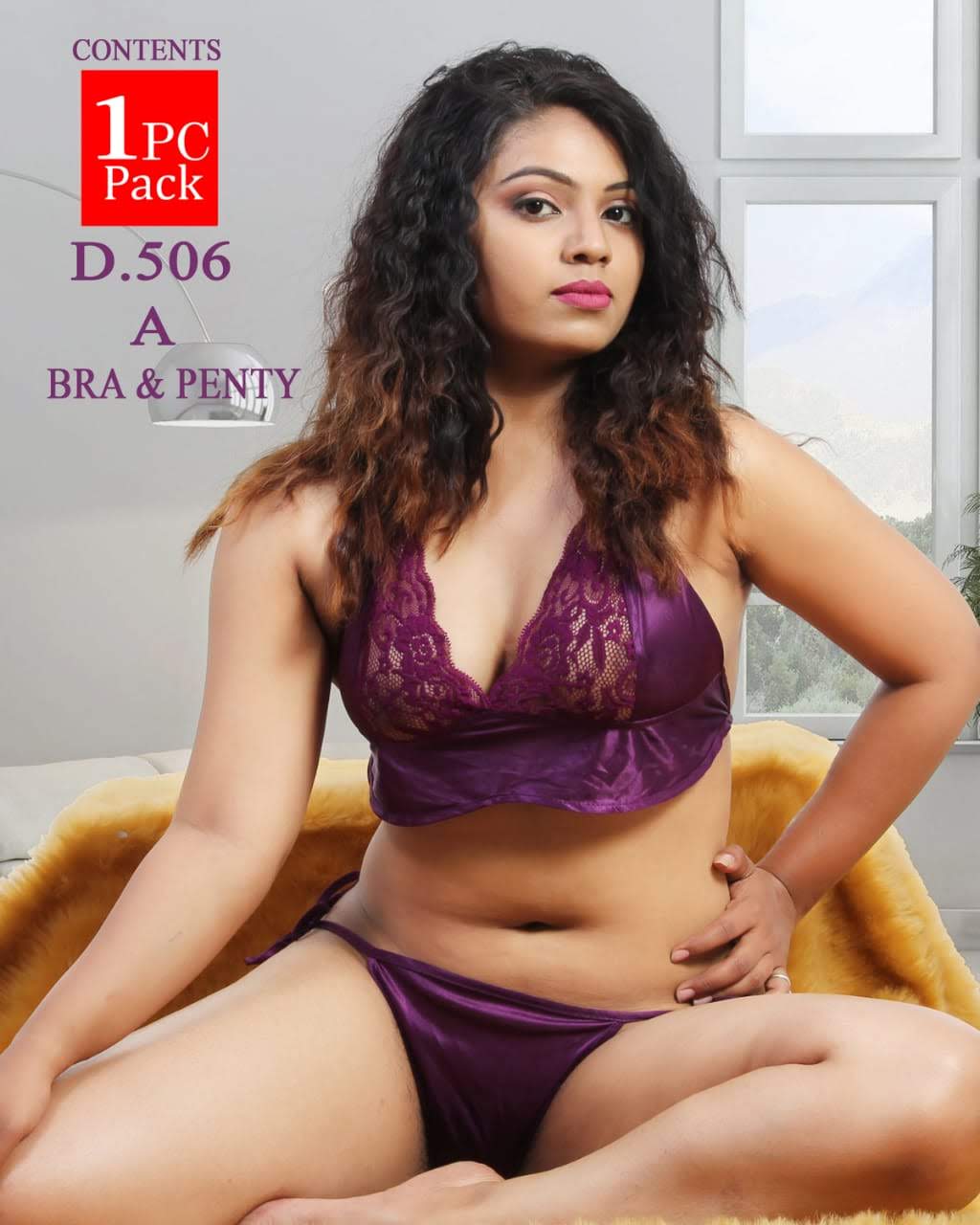 Satin Plain Lingerie Set Brapenty