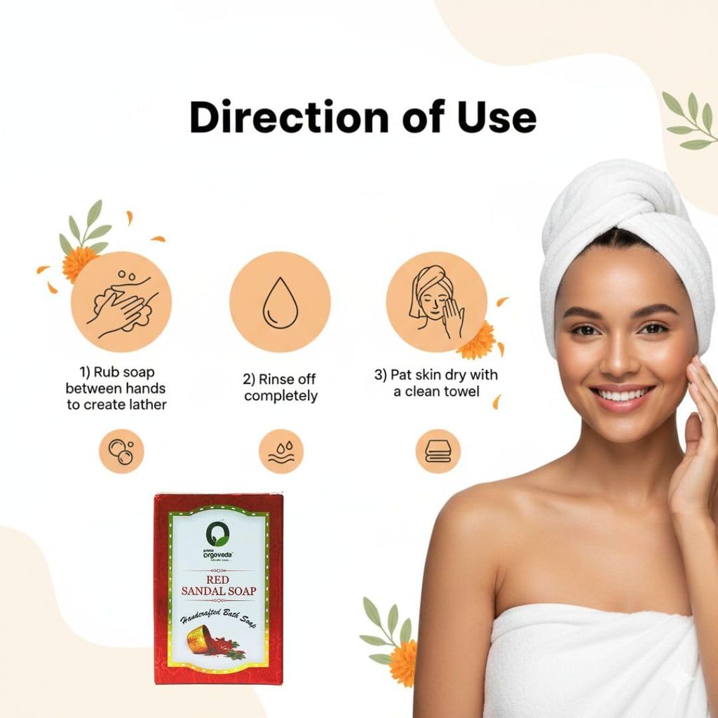 Red Sandal Soap (Pack of 2) | 125g Natural Handmade Rakta Chandan Soap | Skin Brightening & Tan Removal | Herbal Bath Soap | Chemical-Free Body Soap view 2
