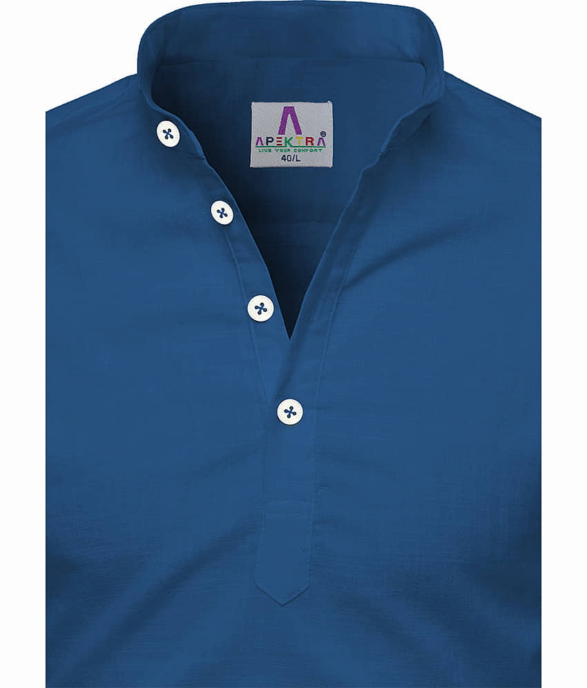 Apektra White Cotton Men's Shirt Style Kurta ( Pack of 1 ) view 2