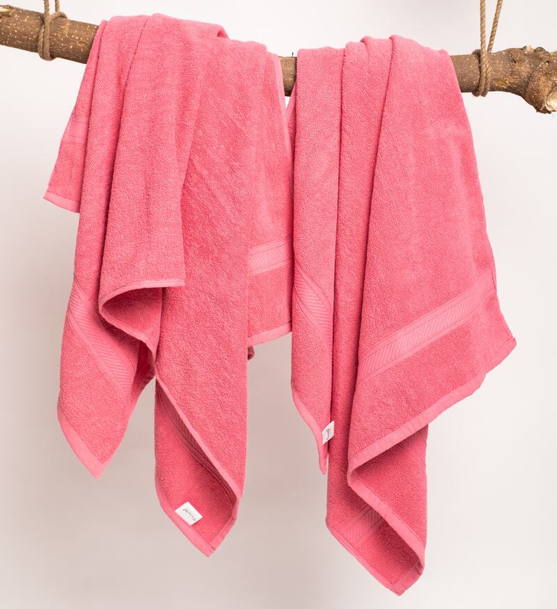 Furnofy Cotton 450 GSM Bath Towel Light Pink (Pack Of 2) view 2