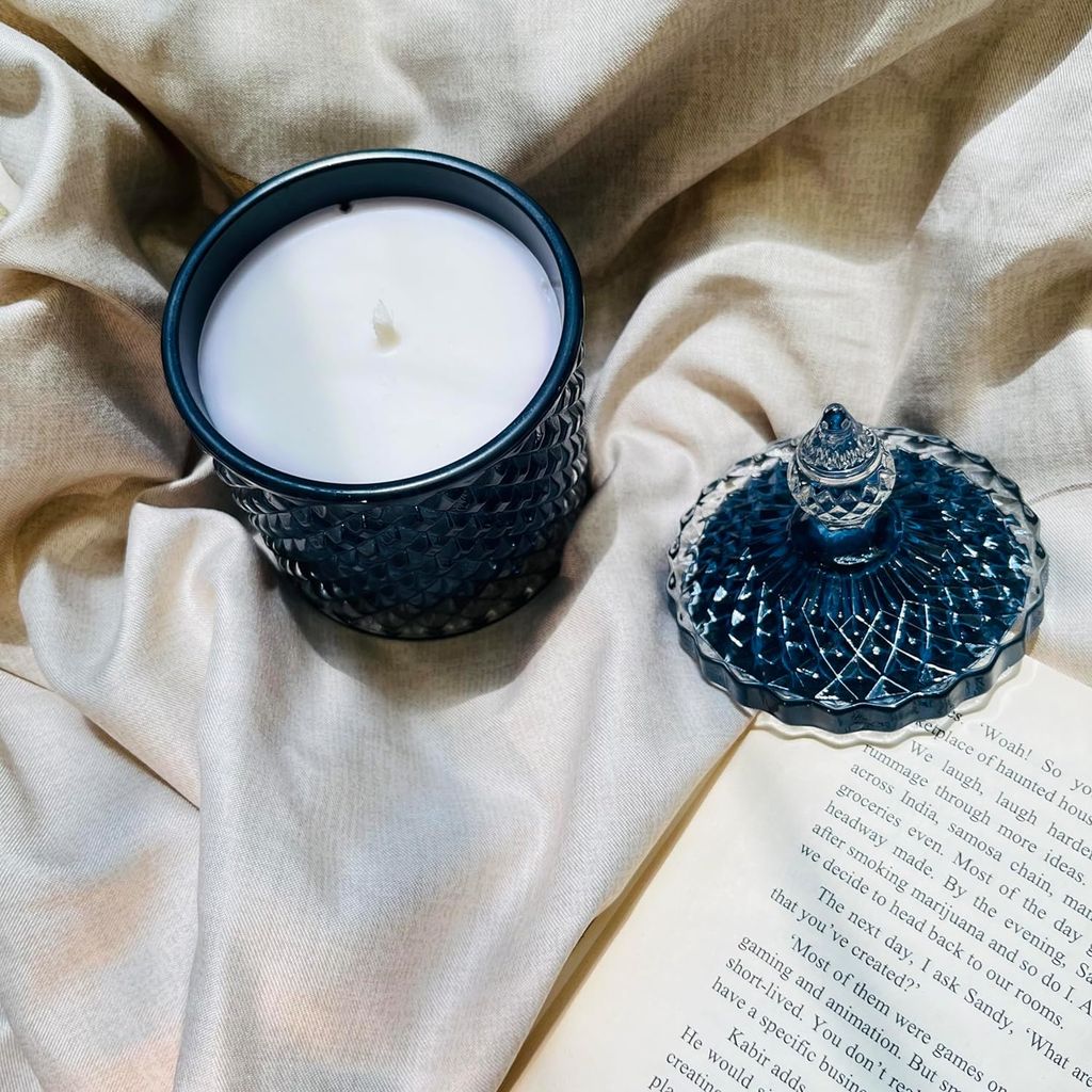 CD Craft Taj Crystal Jar Candle (Blue Colour) || Burning Time: 48hrs view 2