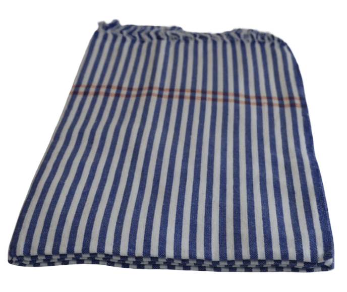 Blue & White Striped Towel with Fringe - Beach & Bath Essential view 2