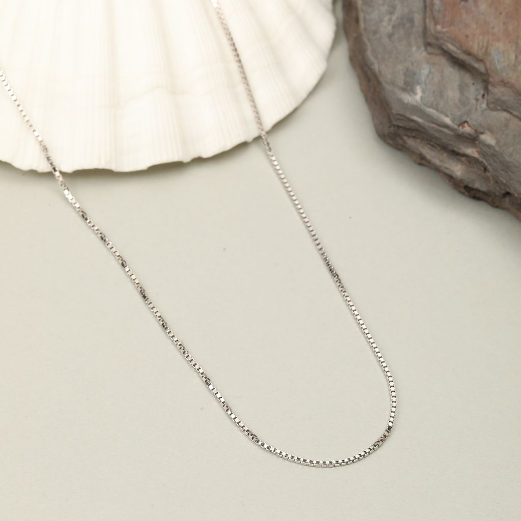 925 Sterling Silver Box Chain Necklace for Women & Men | Classic Square Link Chain | Lightweight Everyday Jewelry I Weight - 6.85 g view 2
