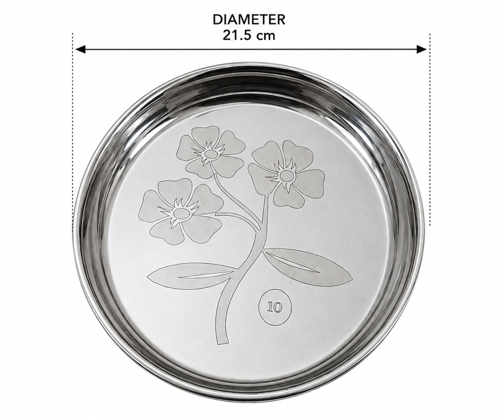 Premium Stainless Steel Round Floral Design Thali (Khoncha) view 2