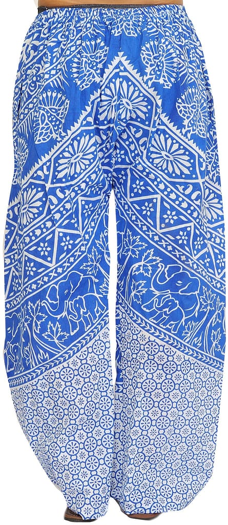 Skydiver-Blue Casual Trousers from Pilkhuwa with Printed Palm Trees view 2