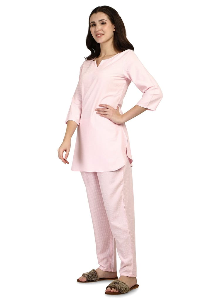 SHOPPING QUEEN Women's Heavy Rayon Night wear Top and Pyjama Set view 2