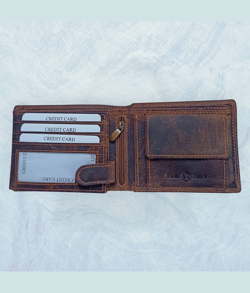COCO ROYAL Leather Printed Men's Two Fold Wallet With 10 Slots For Card ( Brown , Pack of 1 ) view 2