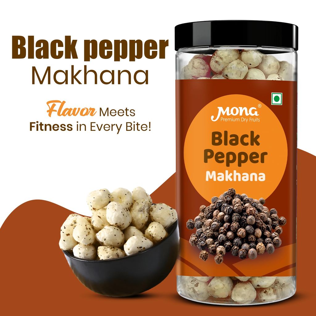 Mona Premium Black Pepper Makhana Roasted Fox Nuts Healthy Snack view 2
