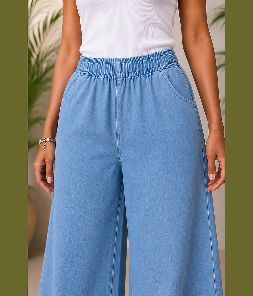Aarika Women's Wide Leg Mid-Rise Jeans ( Navy Blue ) view 2