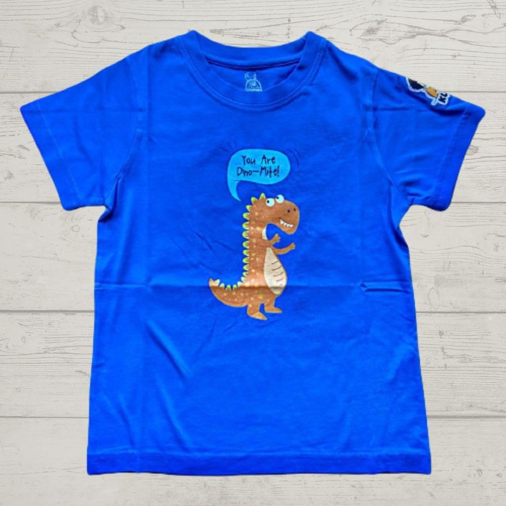 KUCHU Unisex T-Shirt | Dino Mite Print | 10–11 Years | Cotton Fabric | Breathable | Casual Wear | Graphic Tee | Everyday Wear Blue view 2