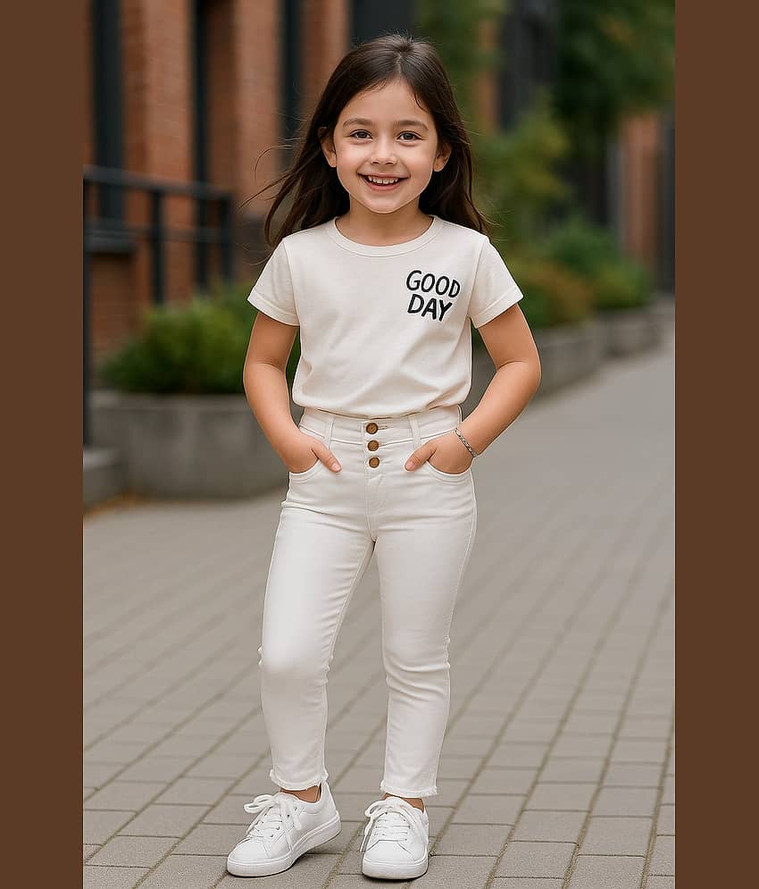 ICONIC ME Girls Denim Jeans ( Pack of 1 , White ) view 2