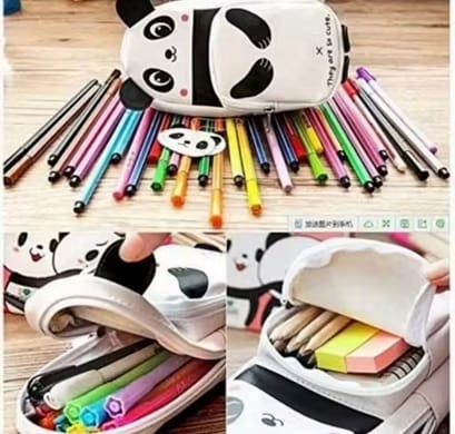 Human Panda Pencil Pouch – Cute Cartoon Zipper Case for Kids view 2