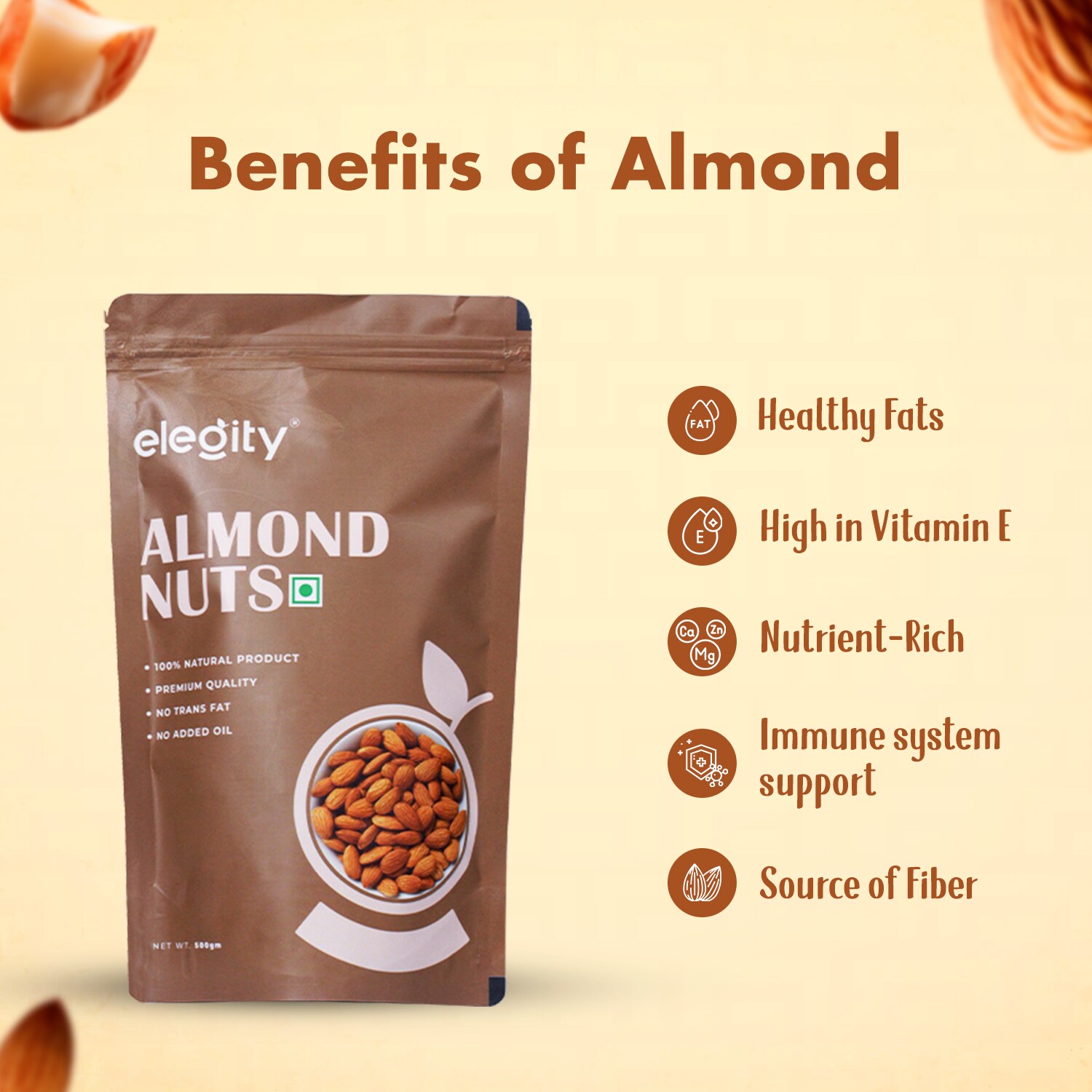 ELEGITY Dry Fruit Combo Pack | California Almonds, Pistachios, W320 Cashew, Green Raisins (500 gm each) | 100% Natural, No Added Preservatives | Nutritious Snacks - Pack of 4 view 2