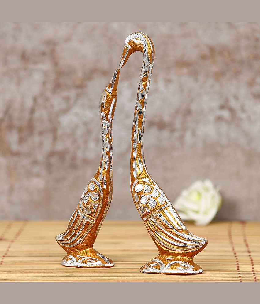 eCraftIndia Gold-Toned Cute Swan Love Birds Decorative Figurine Showpiece view 2