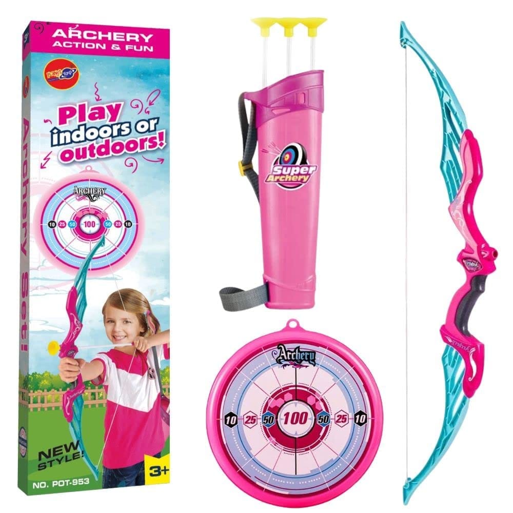 Planet Of Toys Archery Set for Kids Bow and Arrow Toys for Boys | Outdoor Bow Arrow Dhanush Baan Target Game for Kids - Multicolor view 2