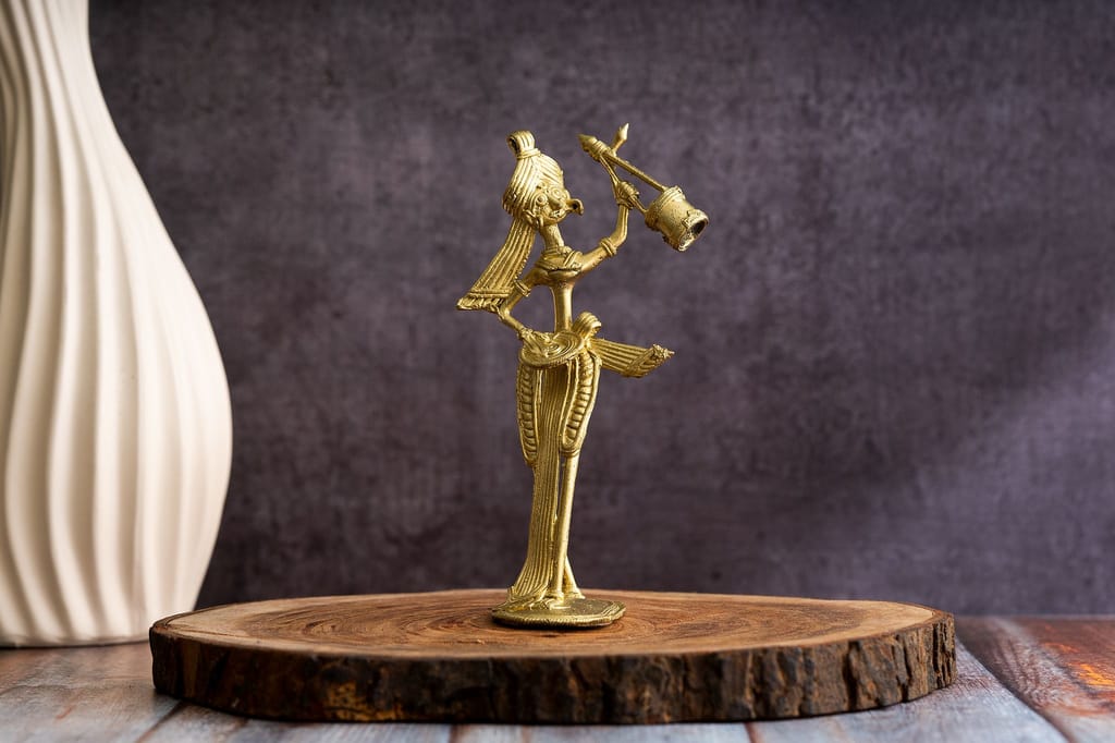 SOWPEACE Handcrafted dhokra Art Dokra Boul or Minstrel “Palanquin of Dreams” Brass showpiece, Premium Artisan Made Tabletop Home Decor for Living Room, for Gift view 2