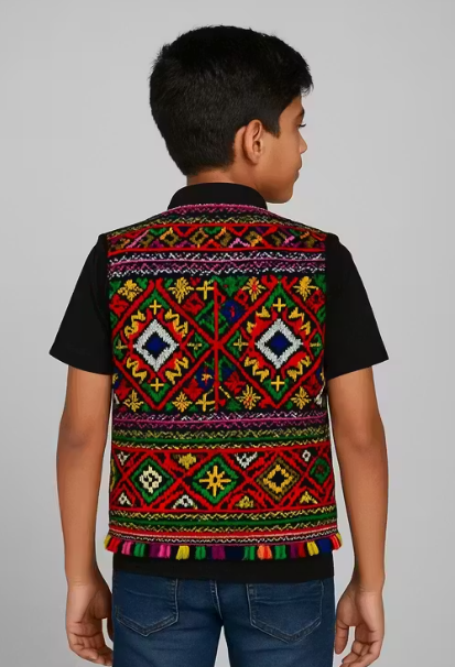 Kutchi Mirror Work Ethnic Waist Coat Traditional Embroidered Koti for Navratri / Rajasthani FestivalsZ view 2