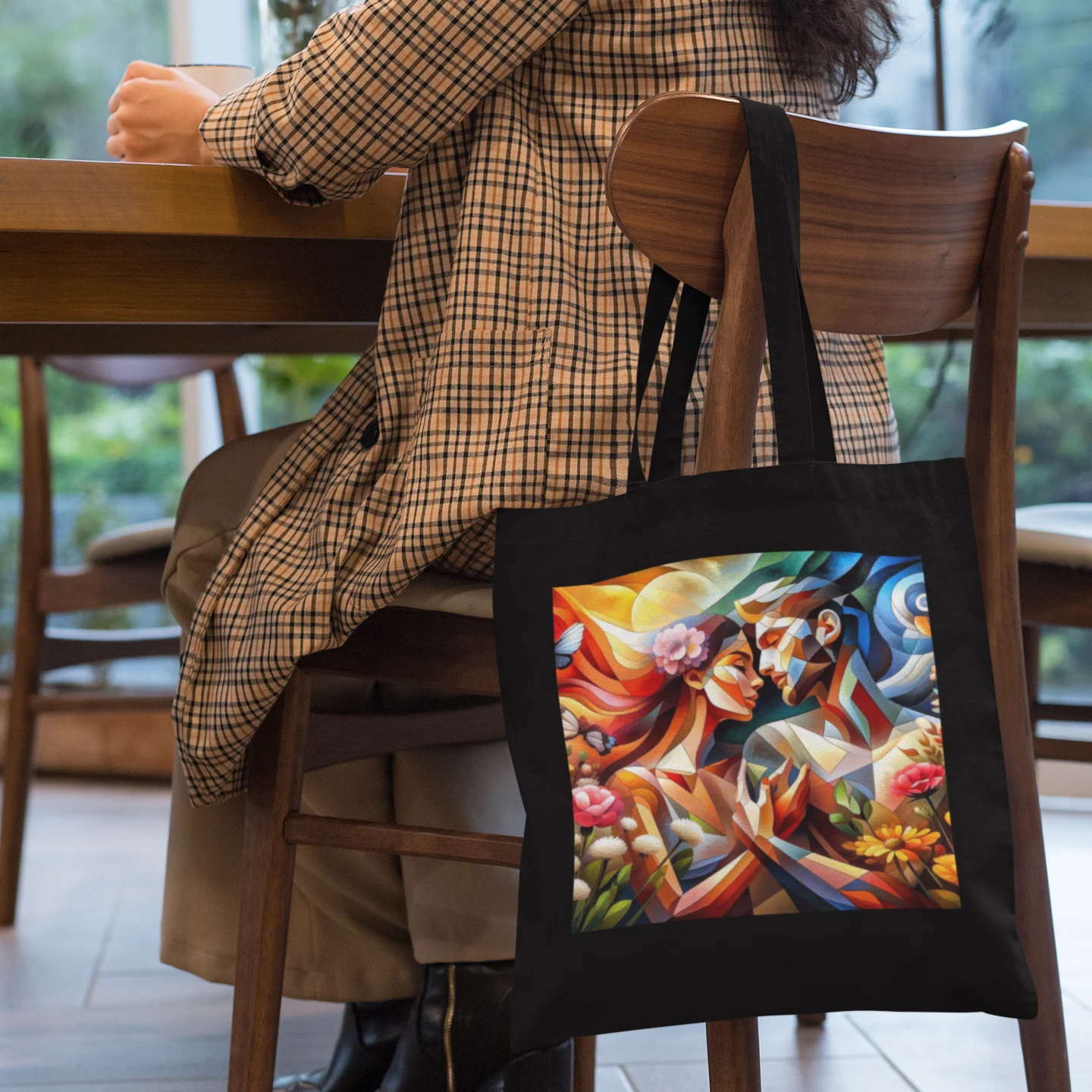 Couple Print Canvas Tote Bag