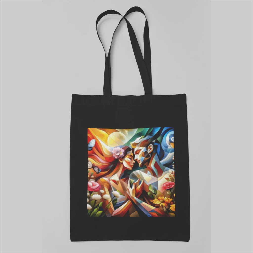 Couple Print Canvas Tote Bag view 2