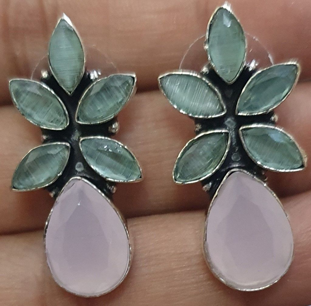 German Silver Oxidized Beautiful Studs view 2