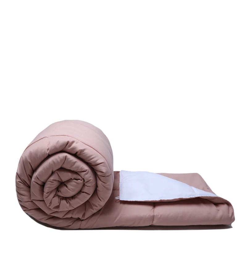 CoolBreeze A/C Comforters Quilts blanket Nude Pink with White By Orchid Homez 200GSM (254x244 cm) view 2