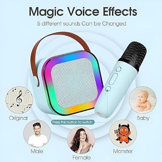 Karaoke Mic with Speaker for Kids | Bluetooth Speaker with Mic | Wireless Party Speaker with Lights | Mini Sound System | Mic with Bluetooth Speaker for Singing & Fun | Portable Karaoke Set view 2