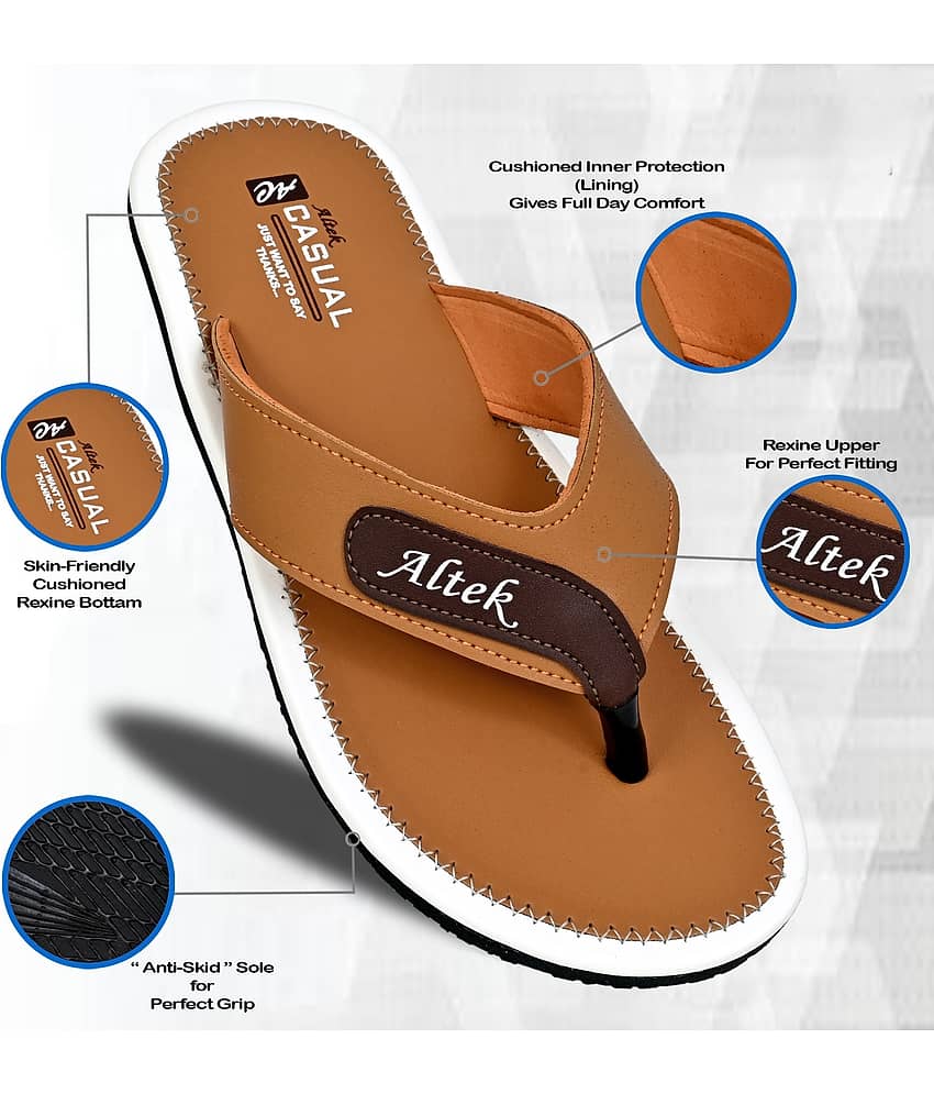 Altek Tan Men's Thong Flip Flop view 2