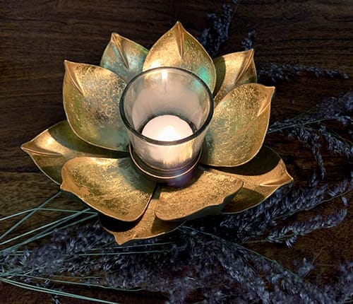 Gold Lotus Tea Light Holder