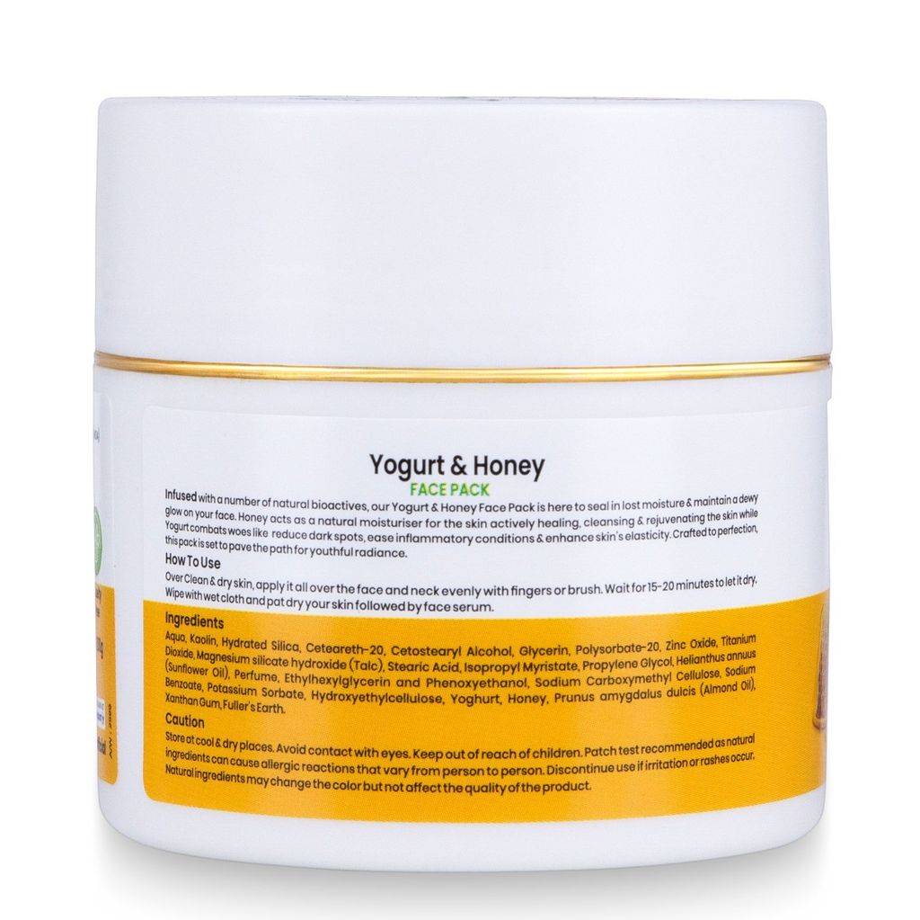 VI-JOHN Prakritik Yogurt & Honey Face Pack for Men & Women | 100g | Soft, Smooth, & Hydrated Skin | 100% Natural Bio Actives | Cruelty-free | Paraben Free | Vegan | Dermatologist Approved | All Skin Types view 2